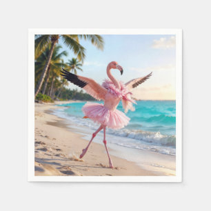 Flamingo-Ballerina in einem rosa Tutu am Strand Serviette