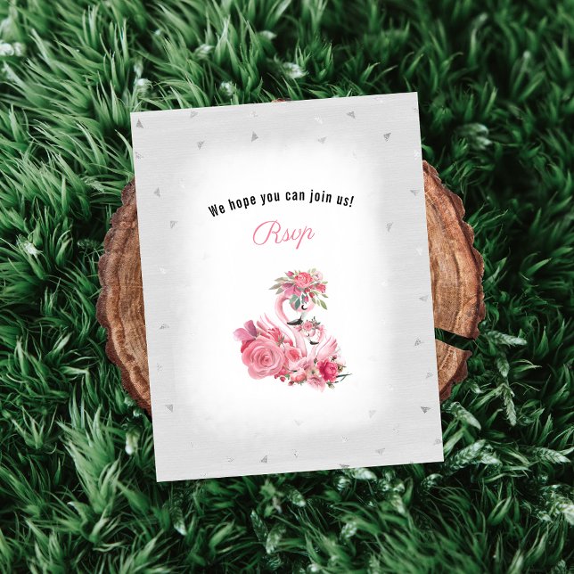 Flamingo Ballerina Silver Baby Dusche UAWG Begleitkarte (Von Creator hochgeladen)