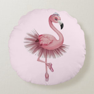 Flamingo Ballet Dancer Rundes Kissen