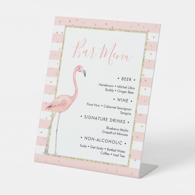 Flamingo Bar Menu 2 Pedestal Zeichen Sockelschild (Vorderseite)