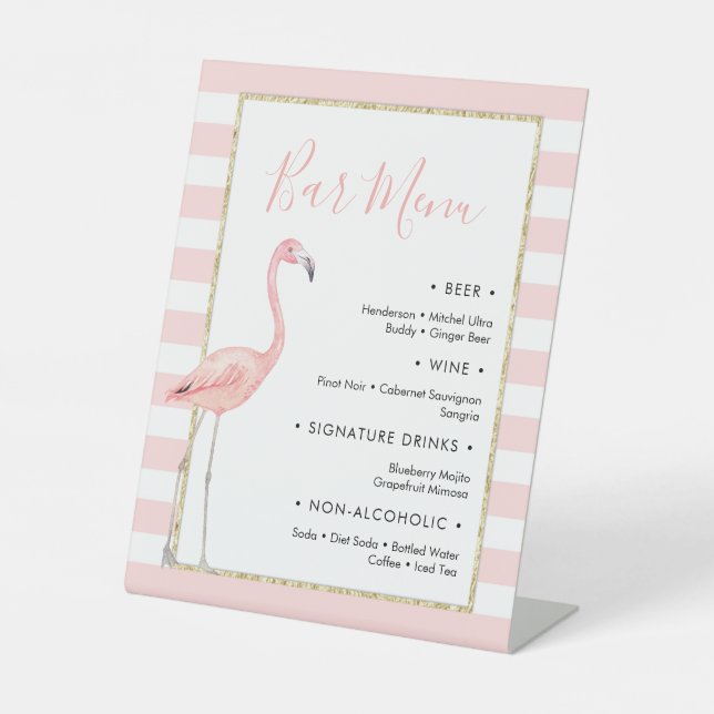 Flamingo Bar Menu Pedestal Sign Sockelschild (Vorderseite)