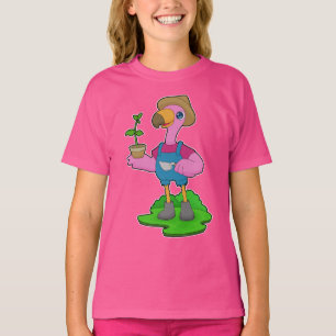 Flamingo Bauer Pflanze T-Shirt