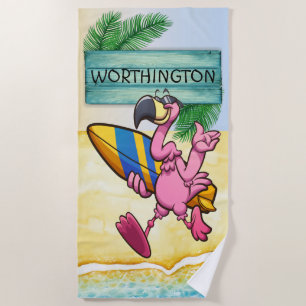 Flamingo Beach Handtuch surfen