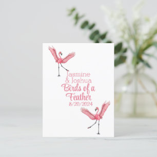 Flamingo Beach Hochzeit Vögel eines Feather Postkarte