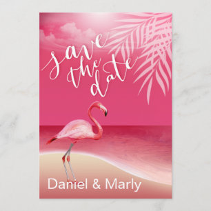 Flamingo Beach Save the Date   rosa Einladung