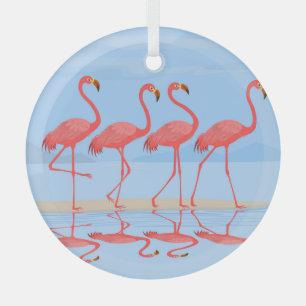 Flamingo Beach Sommer Vintages Design Ornament Aus Glas