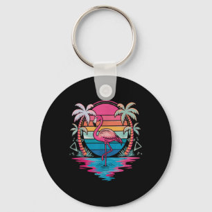 Flamingo Beach Summer Vibes Palm Tree Tropical Sum Schlüsselanhänger