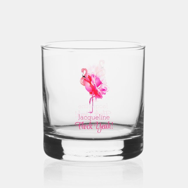 Flamingo Beach Wedding Bridesmaid Flock Yeah Whiskyglas (Vorderseite)