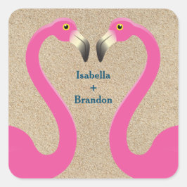 Flamingo Beach Wedding Sticker
