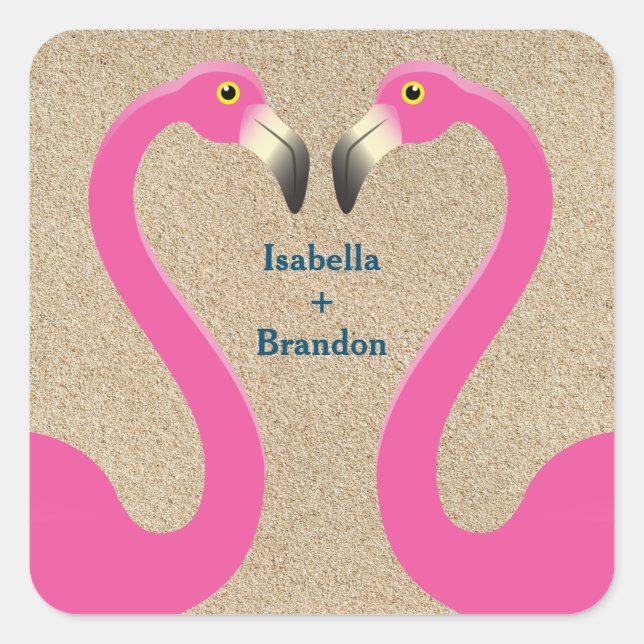 Flamingo Beach Wedding Sticker (Vorderseite)