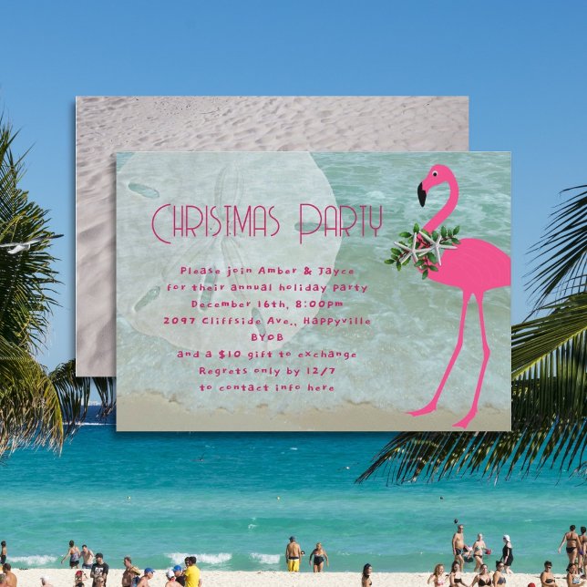 Flamingo Beach Weihnachts-Party Einladung (Von Creator hochgeladen)