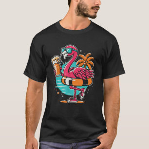 Flamingo Beer Drinking Beach Sommerschwimmen T-Shirt