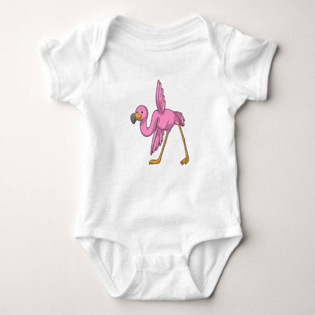 Flamingo bei der Yoga Stretching-Übung Baby Strampler (Vorderseite)