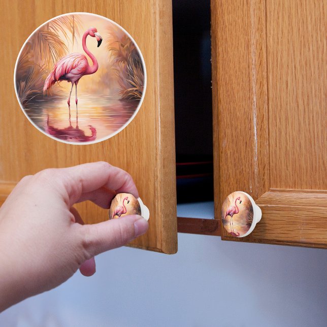 Flamingo bei Sunset Keramikknauf (Von Creator hochgeladen)