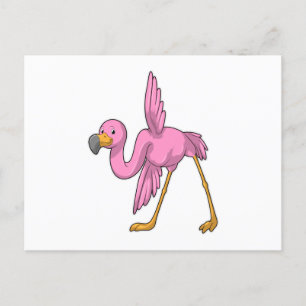 Flamingo bei Yoga-Dehnübung Postkarte