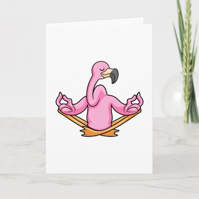 Flamingo bei Yoga in Cross-Bid Karte (Vorderseite)