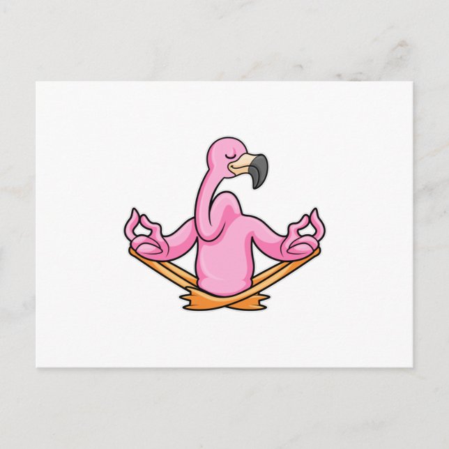 Flamingo bei Yoga in Cross-Bid Postkarte (Vorderseite)