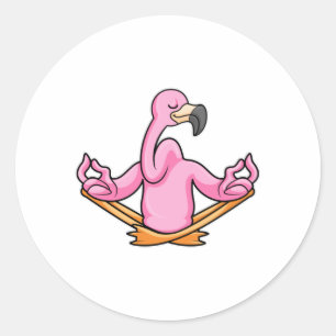 Flamingo bei Yoga in Cross-Bid Runder Aufkleber