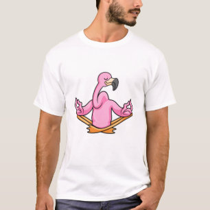 Flamingo bei Yoga in Cross-Bid T-Shirt