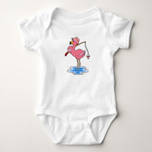 Flamingo beim Angeln mit Angelrute Baby Strampler
