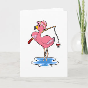 Flamingo beim Angeln mit Angelstab Karte