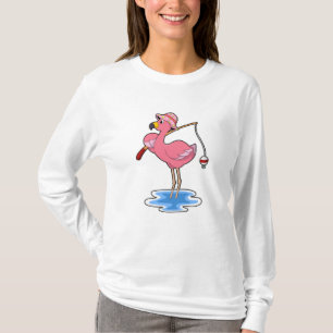 Flamingo beim Angeln mit Angelstab T-Shirt
