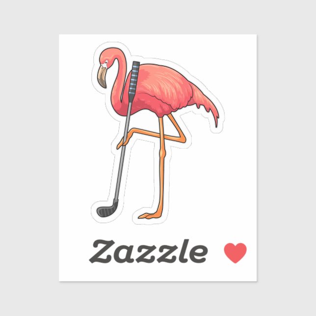 Flamingo beim Golf mit Golf Club Aufkleber (Blatt)