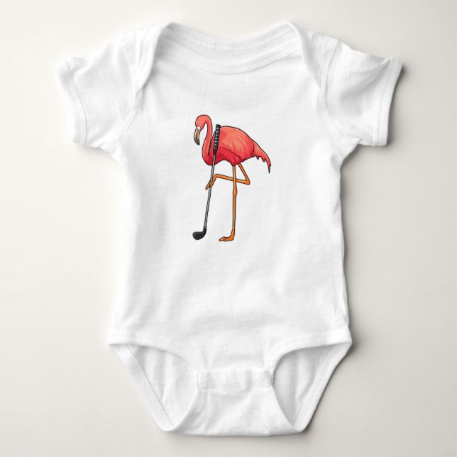 Flamingo beim Golf mit Golf Club Baby Strampler (Vorderseite)