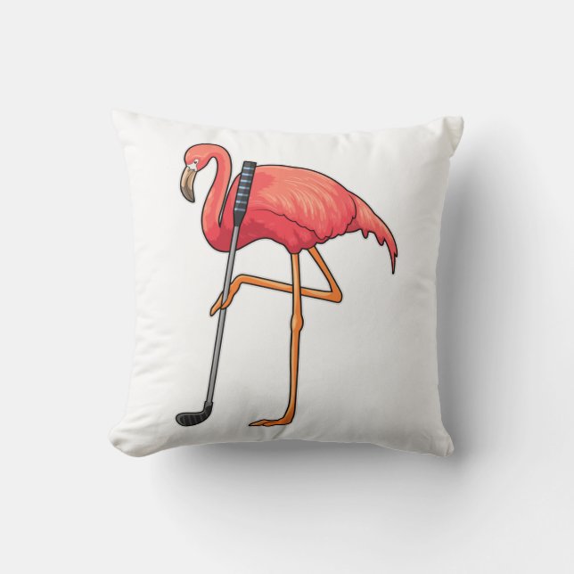 Flamingo beim Golf mit Golf Club Kissen (Vorderseite)