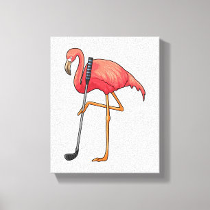 Flamingo beim Golf mit Golf Club Leinwanddruck