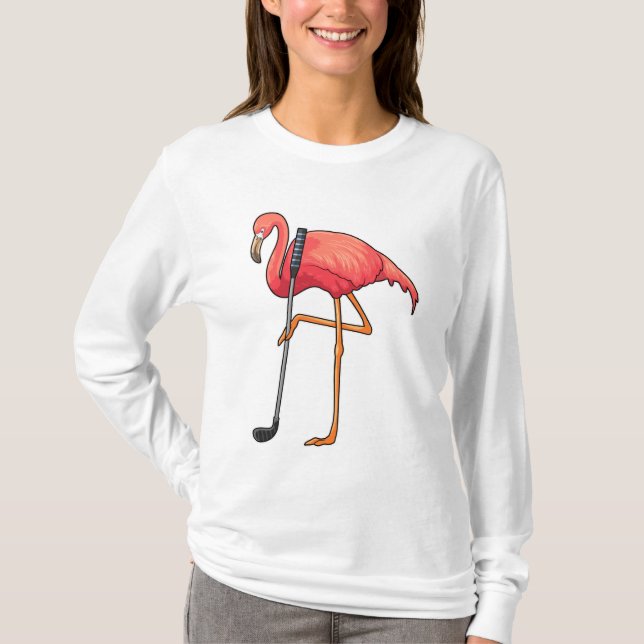 Flamingo beim Golf mit Golf Club T-Shirt (Vorderseite)