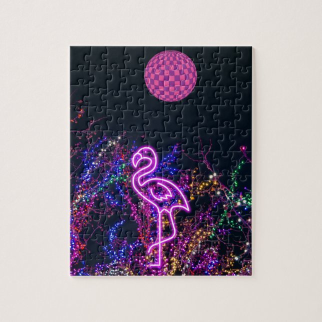 Flamingo beim Party des Tanzes. Puzzle (Vertikal)