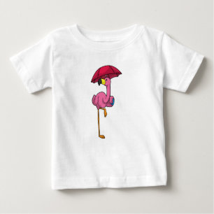 Flamingo beim Regen mit Regenschirm Baby T-shirt