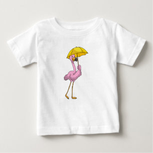 Flamingo beim Regen mit Regenschirm Baby T-shirt