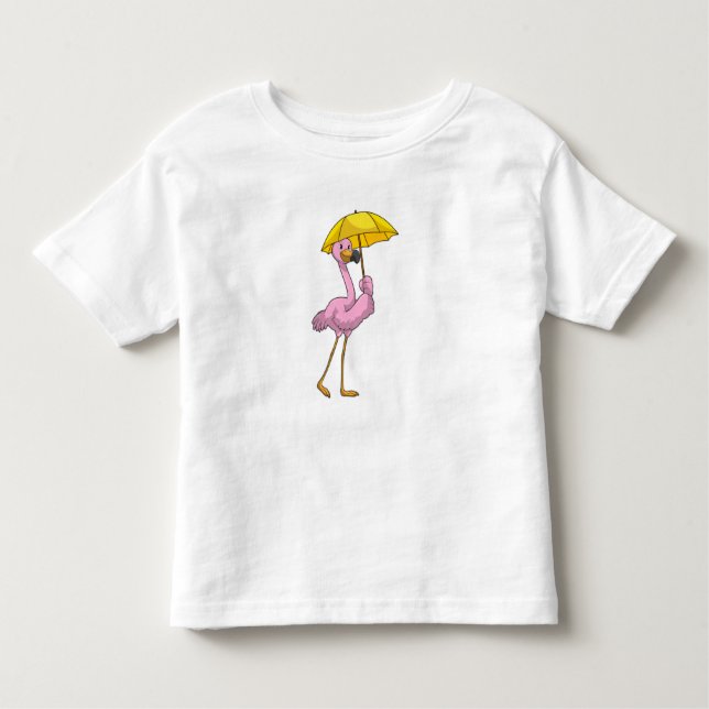 Flamingo beim Regen mit Regenschirm Kleinkind T-shirt (Vorderseite)