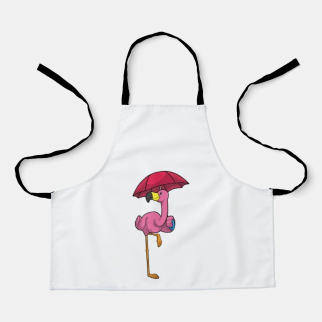 Flamingo beim Regen mit Regenschirm Schürze (Vorderseite)