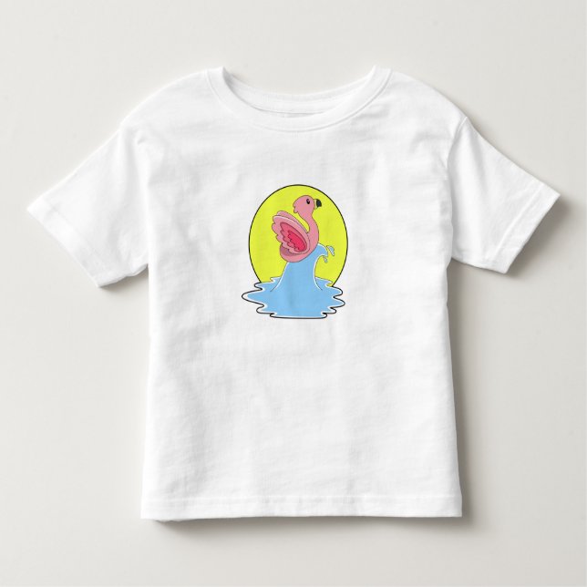 Flamingo beim Surfen im Wasser Kleinkind T-shirt (Vorderseite)