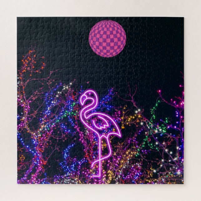 Flamingo beim Tanz-Party. Puzzle (Vertikal)