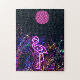 Flamingo beim Tanz-Party. Puzzle