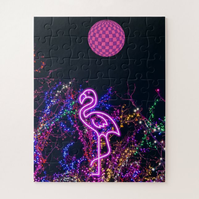 Flamingo beim Tanz-Party. Puzzle (Vertikal)