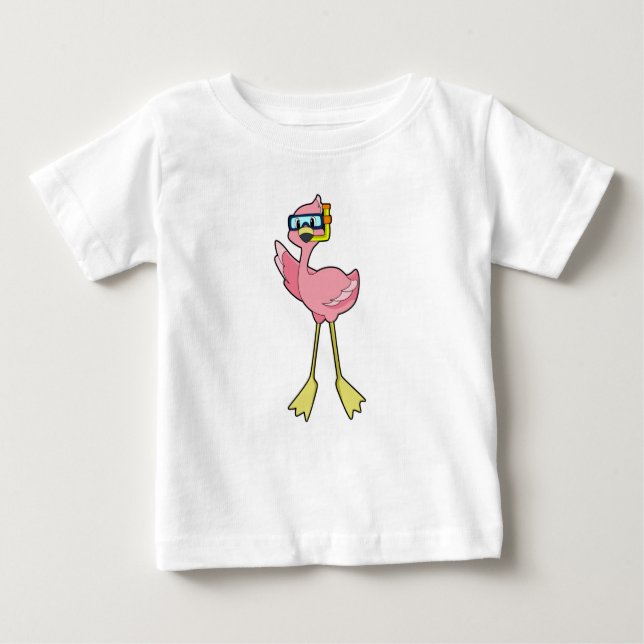 Flamingo beim Tauchen mit Schnorchel Baby T-shirt (Vorderseite)