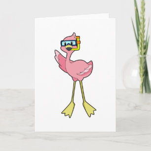 Flamingo beim Tauchen mit Schnorchel Karte
