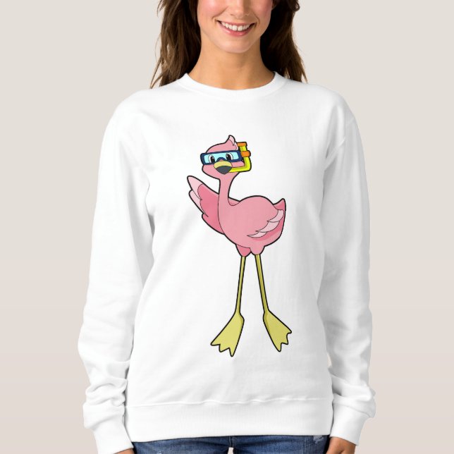 Flamingo beim Tauchen mit Schnorchel Sweatshirt (Vorderseite)