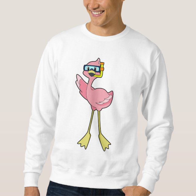 Flamingo beim Tauchen mit Schnorchel Sweatshirt (Vorderseite)