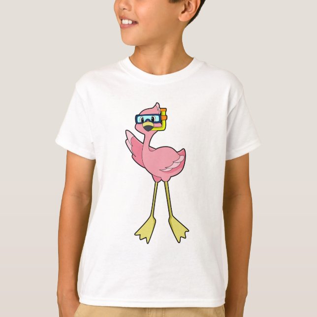 Flamingo beim Tauchen mit Schnorchel T-Shirt (Vorderseite)