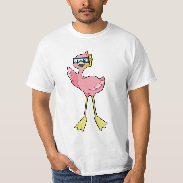 Flamingo beim Tauchen mit Schnorchel T-Shirt (Vorderseite)