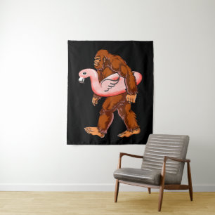 Flamingo Bigfoot Wandteppich