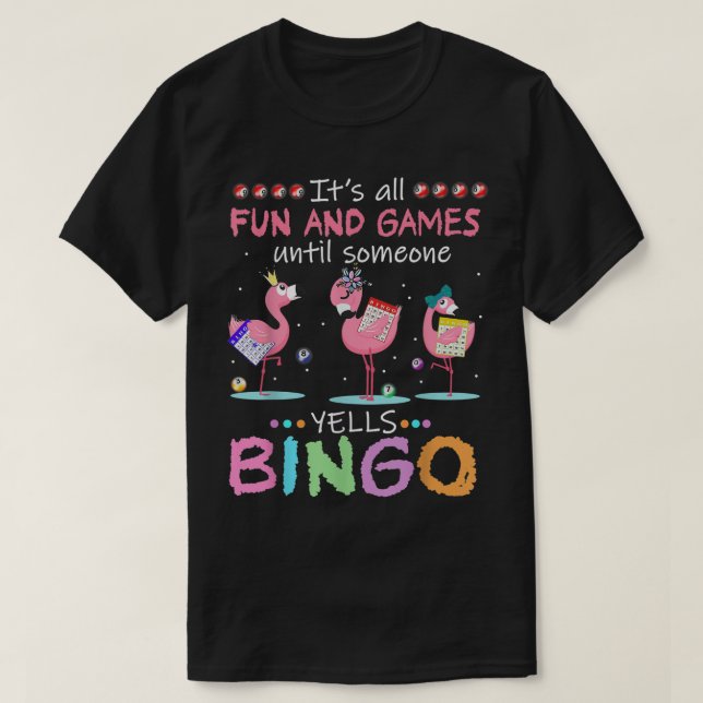 Flamingo Bingo Funny T-Shirt (Design vorne)
