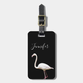 Flamingo Bird auf der Personalisierten schwarzen S Gepäckanhänger