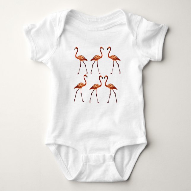 Flamingo Bird Baby Jersey Bodysuit Baby Strampler (Vorderseite)
